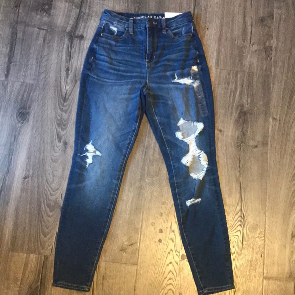 American Eagle size 00 short curvy hi-rise jegging jean, dark blue